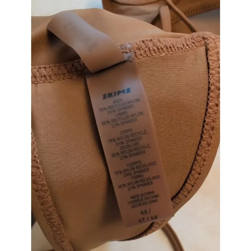 Skims Recycled Swim Micro Scoop Bikini Top Almond Brown Tan 4X